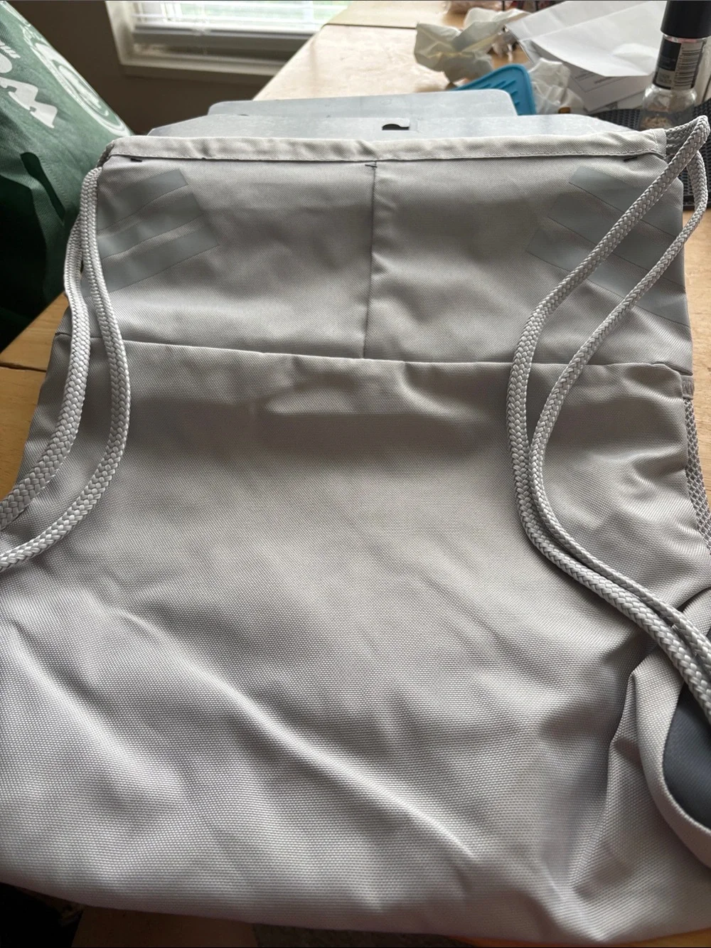 adidas Light Gray Drawstring Gym Backpack